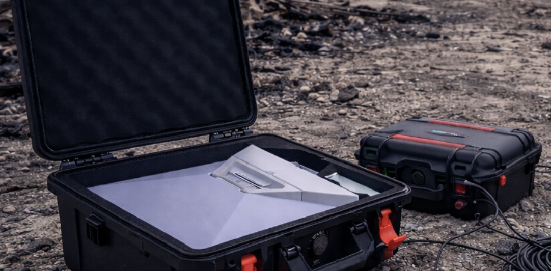 SecureCignal rugged power systems deployed with a satellite terminal